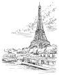 Pencil Art Drawings, Art Drawings Sketches Simple, Ilustración Megan Hess, Croquis D'architecture, Eiffel Tower Drawing, Paris Drawing, Art Parisien, Cityscape Drawing, Architecture Drawing Art