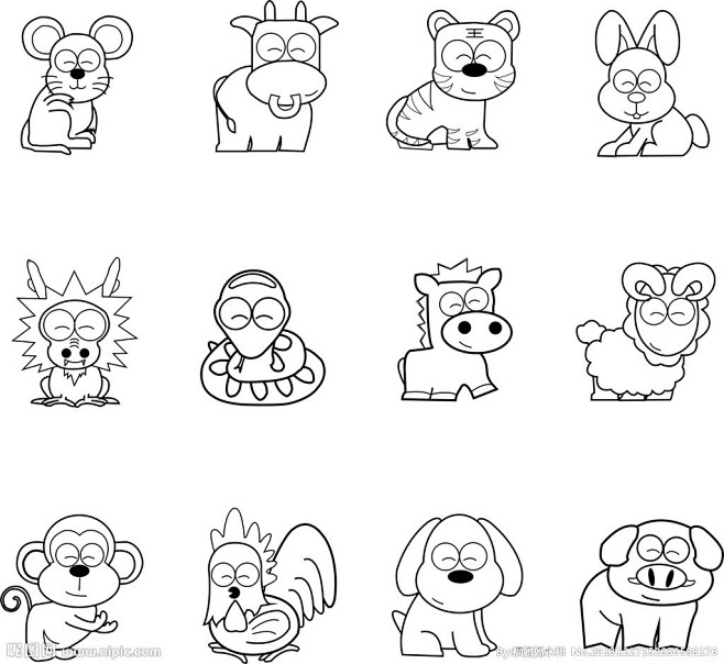 十二生肖矢量图