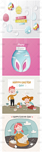 精美高档创意剪纸复活节海报模板封面卡片兔子彩蛋促销ai设计素材