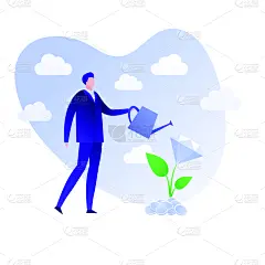 钻石,男商人,概念,矢量,绘画插图,平坦的,设计元素,金融,生长,投资