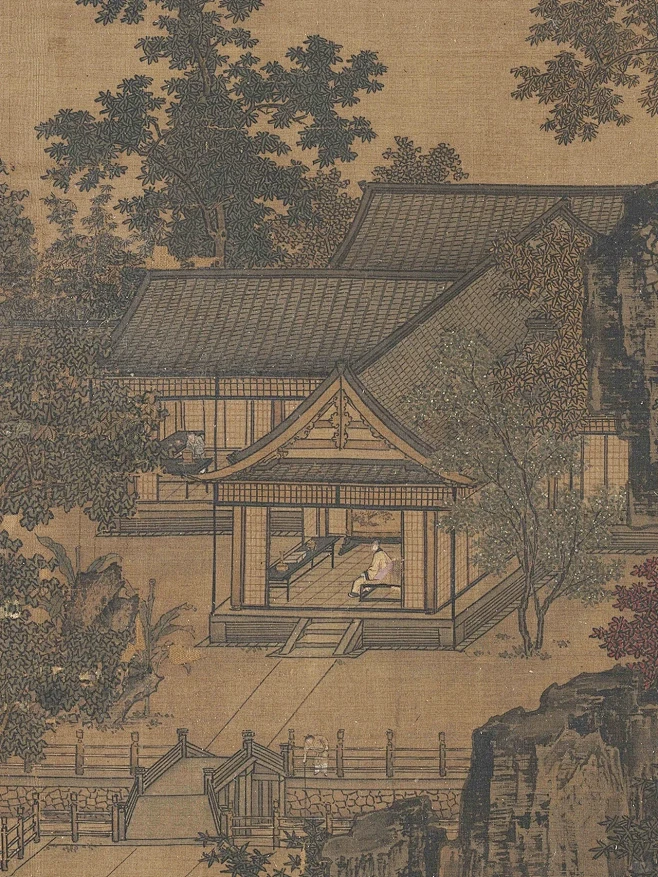 茶画荟｜南宋 刘松年《四景山水图》秋-花瓣网