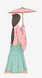 古代打伞的美女中国风高清素材 中国风 古代 古代女人 打伞的美女 美人背影 长发美女 免抠png 设计图片 免费下载
