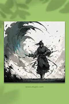 漫画风武侠大侠人物图片-众图网