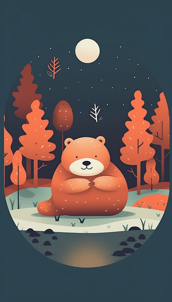 卡通动物森林浣熊熊猫二十四节气立冬插画