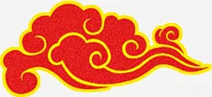 红底金边祥云手绘国庆png免抠素材 页面网页 平面电商 创意素材 png素材