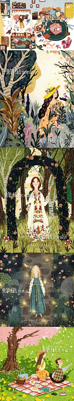 444 水彩可爱卡通人物插画装饰抽象画 插画师 VAN 手绘临摹素材-淘宝网