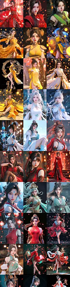 AI古风人物插画素材 武侠游戏女孩角色造型设定 服装绘画设计参考-淘宝网