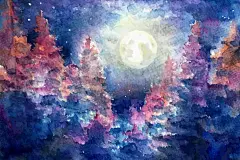 梦幻森林月夜奇幻景象