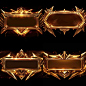 The golden logo of League of Legends, with an empty rectangular border in the middle, conveys luxury or high quality in its overall design. Bright golden lighting effect, high resolution, high quality, high detail, surrealism 