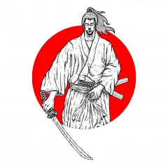 手绘日本武士浪人插画矢量图设计素材