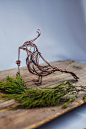 Copper Bird with garnet key sculpture - Wire sculpture - Table decor : This work will be done for order and may be slightly different from the pictures. Because of the wire can not be identical - a feature of the technology. ********** What have you broug