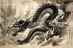 东方巨龙  - 源文件下载【酷图网】国画,中国画,水墨画,中国龙,巨龙,威猛,高清,装饰画