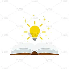 打开书与灯泡的概念，可以使用，登陆页，模板，ui，移动应用程序，海报，横幅，传单。矢量插图。