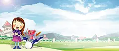 音乐架子鼓童趣蓝色背景背景图片素材