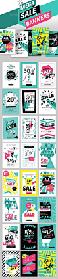 Mega Sale Banners — Photoshop PSD #abstract #mobile • Download ➝ https://graphicriver.net/item/mega-sale-banners/18931919?ref=pxcr: 
