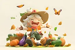 蔬菜采摘插画绘画图片