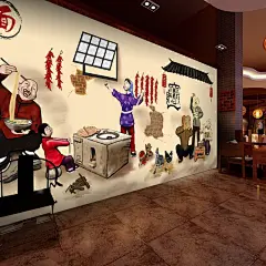 麻辣火锅拉面无缝大型壁画中式乡村美食酒店餐厅饭店面馆壁纸墙纸-淘宝网