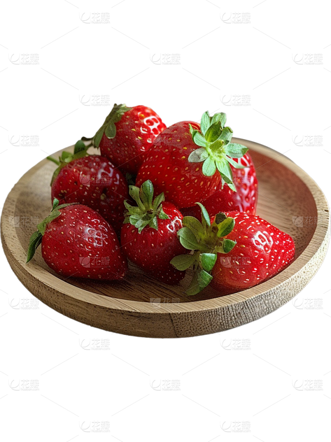 夏季果蔬系列实景装盘草莓通用元素素材