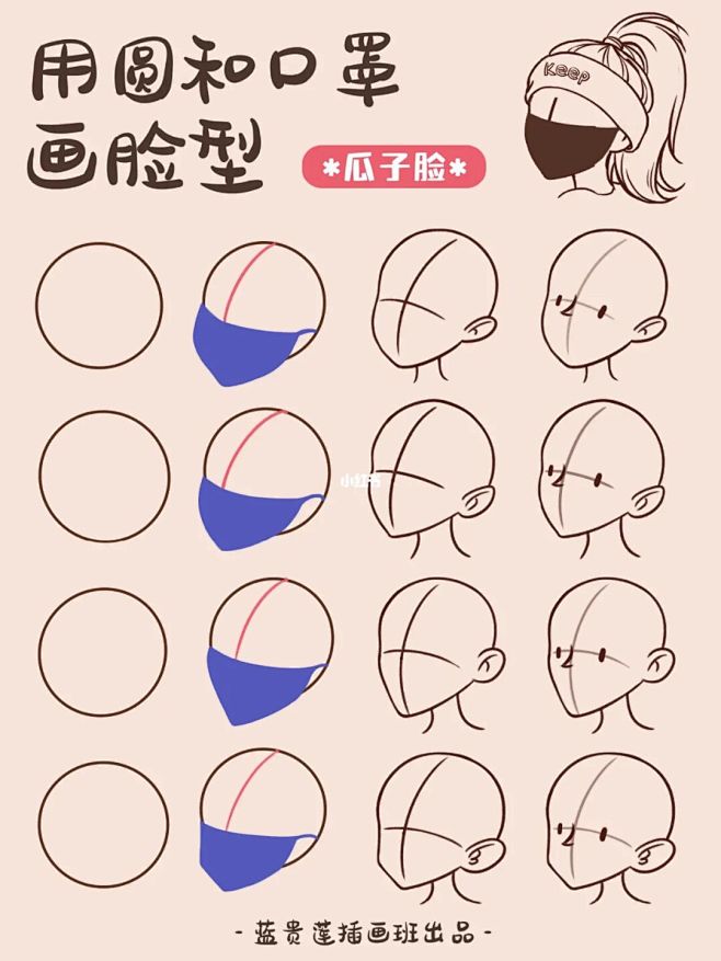 插画教程|✅用一个圆和口罩画出16个脸型...