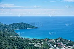 普吉岛,地形,城市,海洋,视角,空手道套路,卡隆海滩,帕通海滩,热带植物图案,水