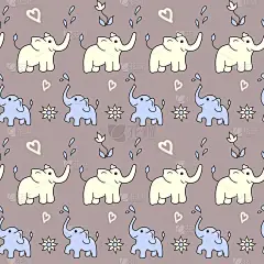 可爱的婴儿大象图案。矢量简单无缝的背景为孩子们