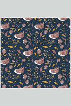 小鸟碎花无缝图片-众图网