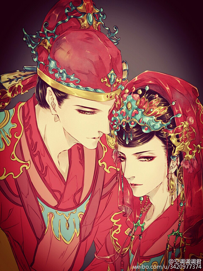 古风手绘插画空调君绘