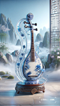 曲水流觞｜青花瓷琵琶