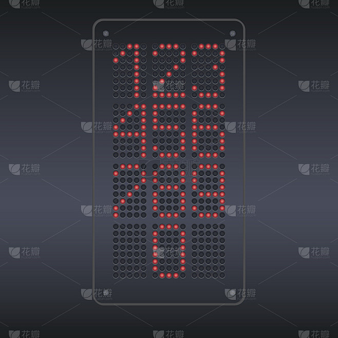 彩色红色LED数字面板。