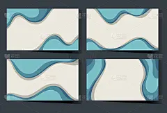 蓝色波浪的名片模板