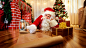 Santa Claus, fireplace, Christmas, tree, tree, holiday, gifts, New Year