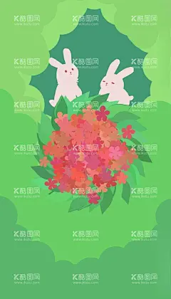 小清新背景  - 源文件下载【酷图网】壁纸,背景,小清新背景,小清新,小清新壁纸,森林背景,可爱背景,绿色背景,兔子