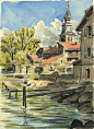 Watercolor sketches ( Lake Léman) : Watercolor sketches on location : Lake LémanBy Cécile and Olivier