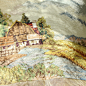 外贸老货复古欧式宫廷田园乡村风景小屋羊毛绒绣画布 需要另装裱-淘宝网