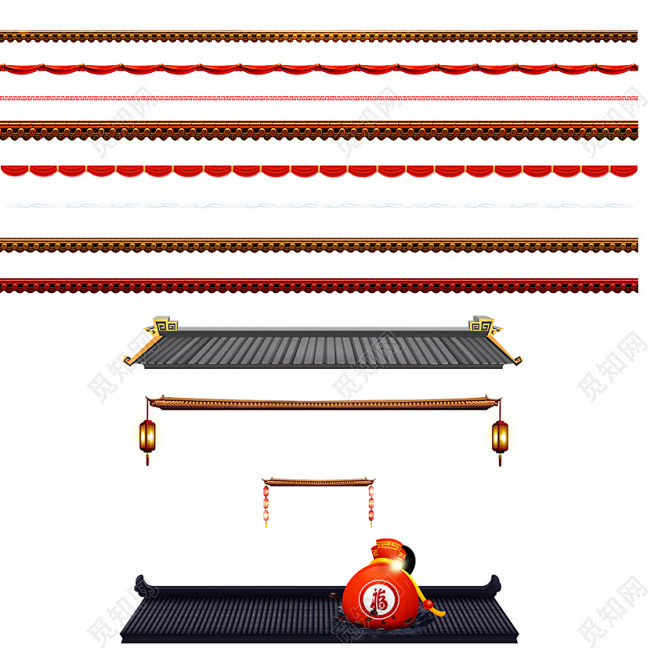 屋檐古风建筑多种中国风屋顶免抠图