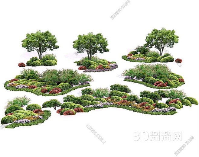 现代 植物组合 乔木灌木组团 植物组团SU模型