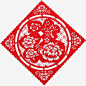卡通手绘花朵福字贴画