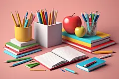 颜料校园学习工具元素插画