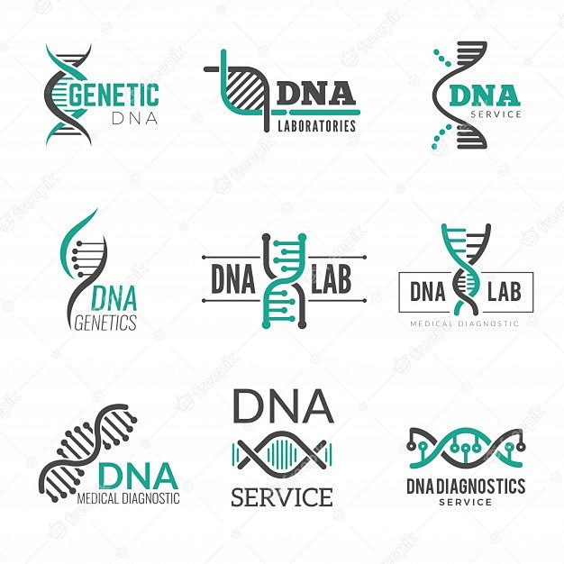 Dna 标志。 基因科学符号螺旋生物技术...