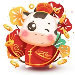 春节牛年可爱小奶牛卡通形象拜年祝贺牛年插画