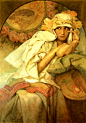 捷克新艺术派画家阿尔方斯路穆哈（Alphonse <wbr>Mucha）笔下的完美女神