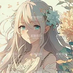二次元美少女头像  - 源文件下载【酷图网】动漫,二次元,美少女,少女,女孩,鲜花,可爱,高清,头像,