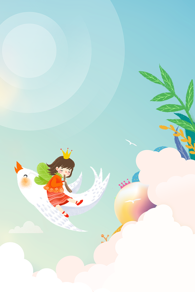 手绘清新高端创意春天海报风景背景素材