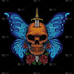 翅膀,头骨,蝴蝶,人,剑,艺术,设计