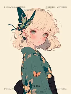 国潮文创人物插画-蝴蝶女孩，附咒语