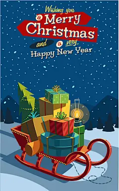 圣诞新年快乐礼物雪橇海报背景矢量图平面广告_新图网 https://ixintu.com 卡通 圣诞快乐 圣诞背景 快乐 手绘 新年圣诞 新年素材 海报素材 礼物素材 童趣 素材 背景 矢量图