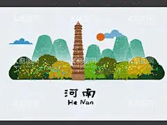 郑州地标  - 源文件下载【酷图网】郑州地标,郑州,国潮郑州,郑州插画,郑州标志建筑,郑州建筑