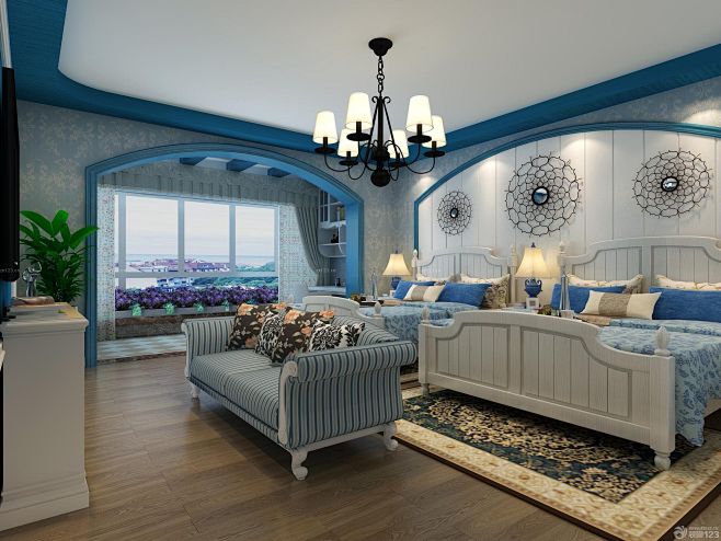 地中海风格豪华别墅卧室装修设计效果图片 ...