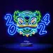 2024龙年新年春节元旦元宵节霓虹灯效果荧光字EPS矢量素材：