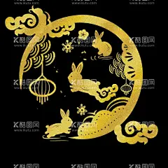 中秋玉兔   - 源文件下载【酷图网】中秋玉兔,中秋节素材,国潮兔子,兔子,圆月,中秋,玉兔,兔子免扣,中秋素材
